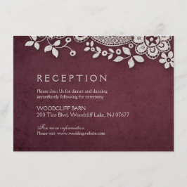 Burgund Vintage Spitze rustikale Hochzeit Empfang Begleitkarte