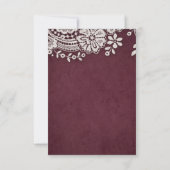 Burgund Vintage Spitze rustikale Hochzeit RSVP (Rückseite)