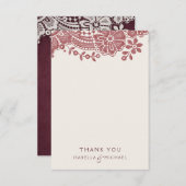 Burgund Vintage Spitzen rustikale Hochzeit danke (Vorne/Hinten)