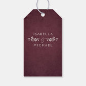 Burgund Vintage Spitzen rustikale Hochzeit danke Geschenkanhänger (Rückseite)