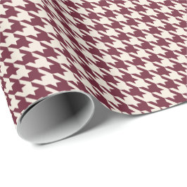 Burgund & Warmcreme-Hahnentritt-Muster Geschenkpapier
