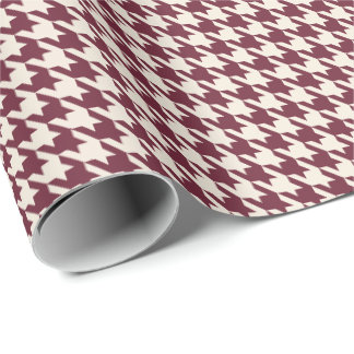 Burgund & Warmcreme-Hahnentritt-Muster Geschenkpapier