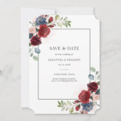 Burgund Wasserfarbe Geometrische Blüte Save the Da Save The Date (Vorderseite)