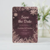 Burgund Wasserfarbe mit Rose Gold Winter Hochzeit Save The Date (Stehend Vorderseite)