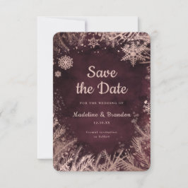 Burgund Wasserfarbe mit Rose Gold Winter Hochzeit Save The Date