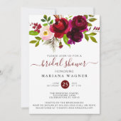 Burgund Wasserfarbenes Brautparty Einladung (Vorderseite)