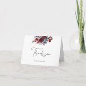 Burgund Watercolor Floral Wedding Brautparty Dankeskarte (Vorderseite)