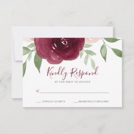 Burgund Watercolor Floral Wedding RSVP