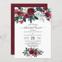 Burgund Watercolor Winter Blume Hochzeit