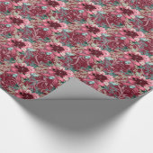 Burgund Weihnachten Poinsettia Watercolor Wrapping Geschenkpapier (Ecke)