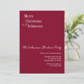 Burgund Weihnachts-Party Einladung (Stehend Vorderseite)