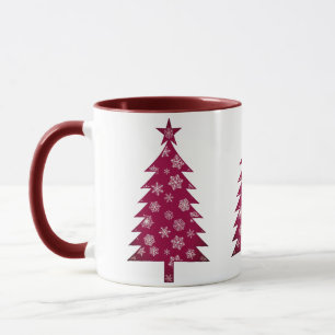 Burgund-Weihnachtsbaum-Tasse mit Schneeflocken Tasse