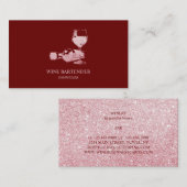 Burgund Wein Barkeeper Sommelier Rose Gold Visitenkarte (Vorne/Hinten)