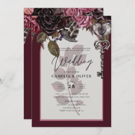 Burgund Wein Blumenzwiebeln Herbst Winter INVITE Einladung