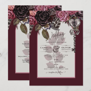 Burgund Wein Blumenzwiebeln Herbst Winter INVITE Einladung