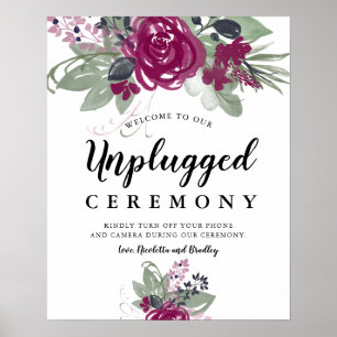 Burgund Wein Flora Boho Hochzeitszeichen Boho Poster