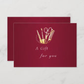 Burgund Wein & Gold Schönheitssalon Geschenkgutsch (Vorne/Hinten)