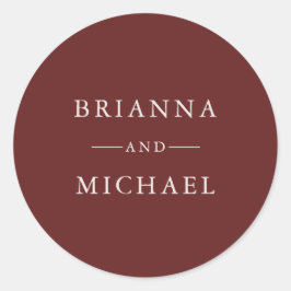 Burgund Wein Herbst Einfache Hochzeit Runder Aufkleber