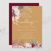 Burgund Wein Pampas Tropische Hochzeit (Vorne/Hinten)