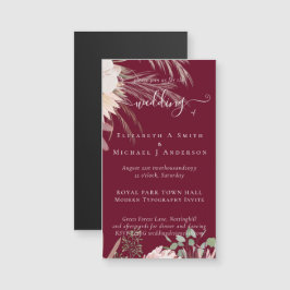 Burgund Wein Pampas Tropische Hochzeit Magnetkarte