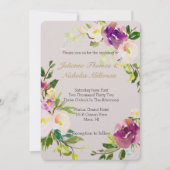 Burgund Wein Rosa Blütencreme Hochzeit Einladung (Vorderseite)