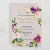 Burgund Wein Rosa Blütencreme Hochzeit Einladung (Vorne/Hinten)