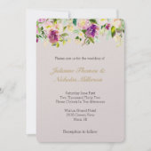 Burgund Wein Rosa Blütencreme Hochzeit Einladung (Vorderseite)