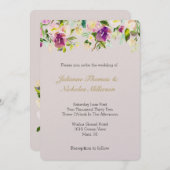 Burgund Wein Rosa Blütencreme Hochzeit Einladung (Vorne/Hinten)