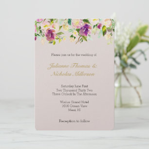Burgund Wein Rosa Blütencreme Hochzeit Einladung