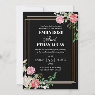 Burgund Wein Rosa Rosa Rosenbläschen Monogramm Einladung