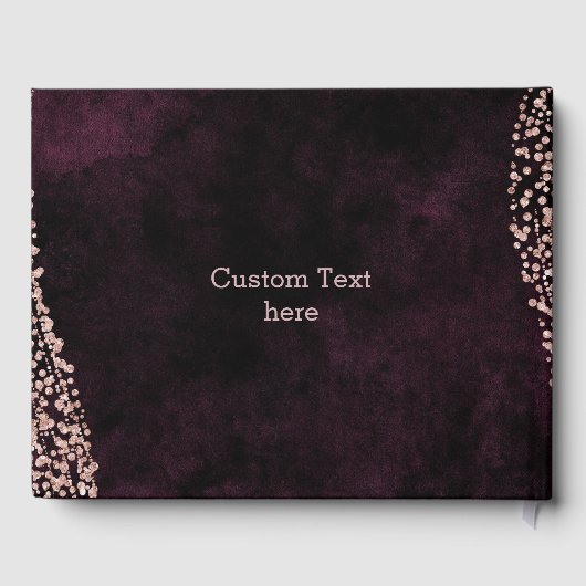 Burgund Wein & Rose Gold Glam Wedding Monogram Gästebuch (Rückseite)