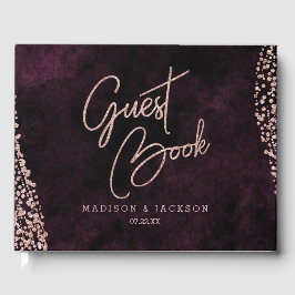 Burgund Wein & Rose Gold Glam Wedding Monogram Gästebuch