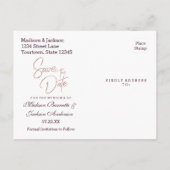 Burgund Wein & Rose Gold Hochzeit Sichern Sie das Ankündigungspostkarte (Rückseite)