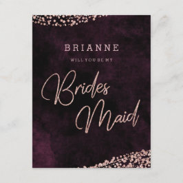 Burgund Wein Rose Gold werden Sie meine Bridesmaid Einladung