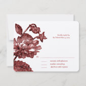 Burgund Wein Rose Vintage Hochzeit Einladung (Rückseite)