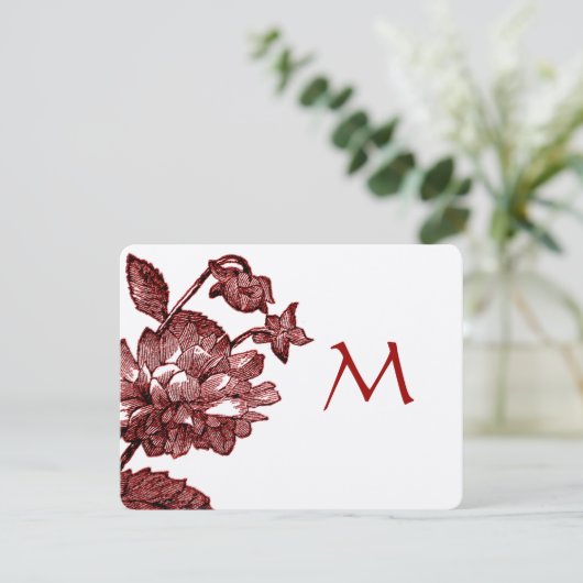 Burgund Wein Rose Vintage Hochzeit Einladung (Stehend Vorderseite)