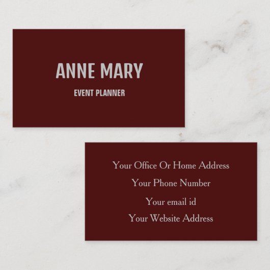 Burgund Wein Rot Beruflich Moderne Farben Visitenkarte (Vorne/Hinten)