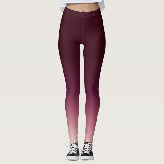 Burgund Wein Rot Ombre Elegant Gradient Leggings (Vorderseite)
