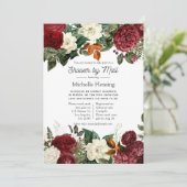 Burgund Wein Rote Blüte Brautparty von Mail Einladung (Stehend Vorderseite)