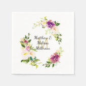 Burgund Wein und Rosa Blumenzwiebelblume Serviette (Vorderseite)