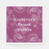 Burgund Wein Weißes Spitzen Brautparty Serviette (Vorderseite)