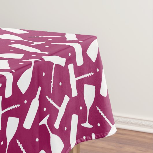 Burgund Weingläser und Flaschen Gemustert Tischdecke (Beispiel)