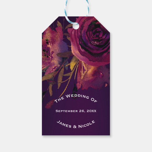 Burgund Weinkultur und Erde Rose Lila Elegante Geschenkanhänger (Rückseite)