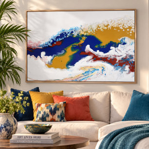 Burgund Weinrot Marineblau Fluid Marmor Acryl Kuns Poster