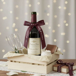 Burgund & Weiß Hochzeitsinitialen Paarnamen Satinband