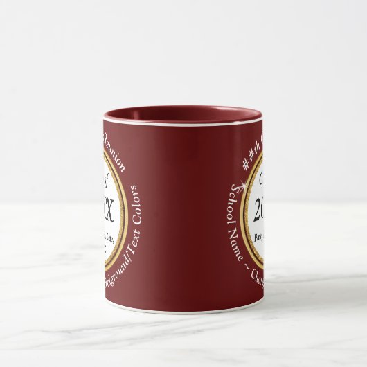 Burgund, Weiß und Schwarz, Class-Wiedersehen-Tasse Tasse (Zentrum)