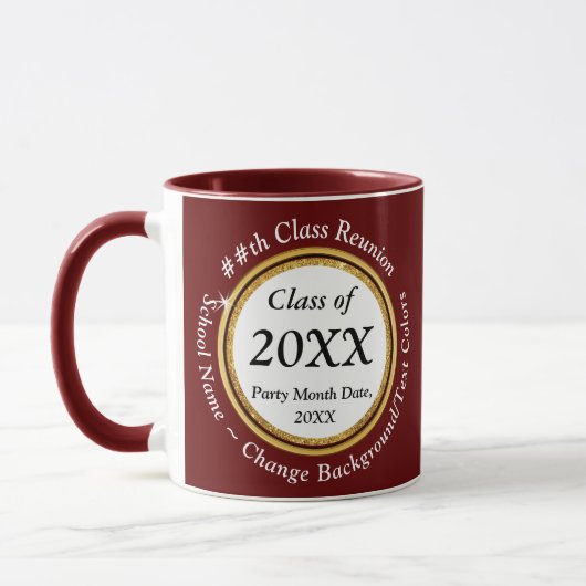 Burgund, Weiß und Schwarz, Class-Wiedersehen-Tasse Tasse (Links)