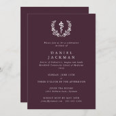 Burgund/Weißer Asclepius Medizinischer Abschluss Einladung (Vorne/Hinten)