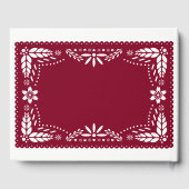 Burgund, weißes Papelpikado Mexican Quinceañera Gästebuch (Rückseite)