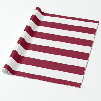 Burgund, weißes XL-Streifen-Muster Geschenkpapier